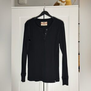 American Giant Black Waffle Knit Top
